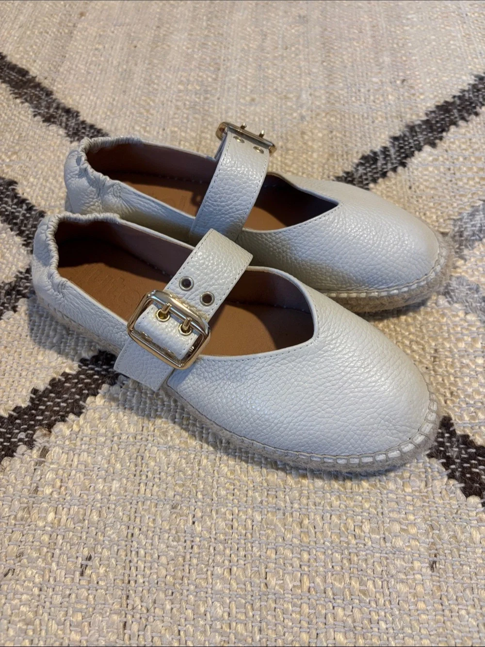 Women’s  Mary Jane Leather Espadrille Shoes in beige